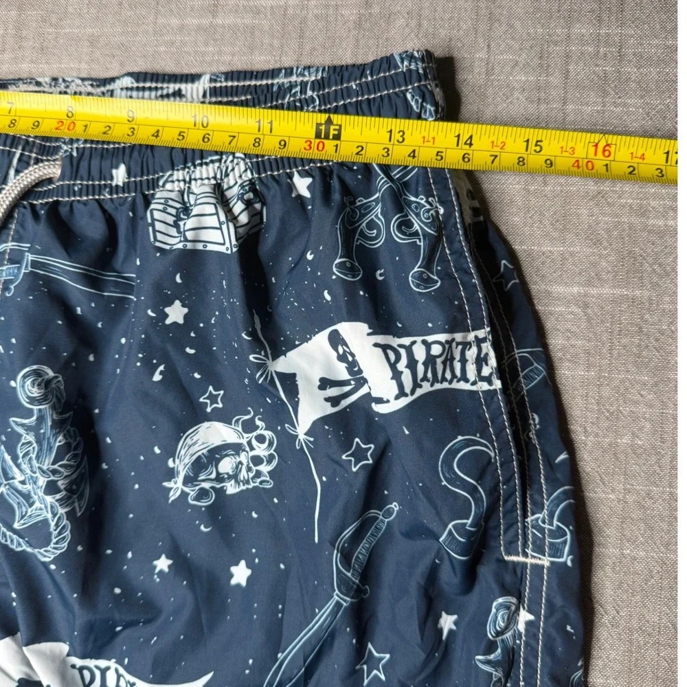 MC2 Saint Barth Mens Navy Pirate Print Swim Trunks Size S Nautical Beach Shorts